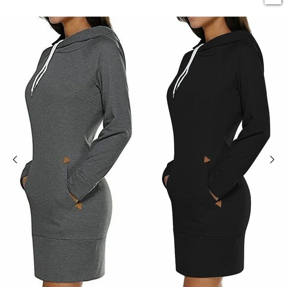 Hoodie Sweatshirt Dress l STREETWEAR BLACK SWEATSHIRT HOODIE DRESS